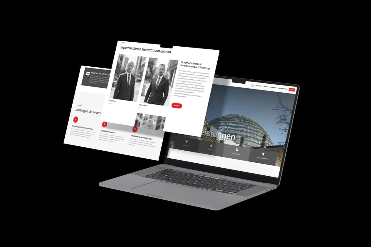 Responsive Website-Mockups von K&K Sicherheit & Service